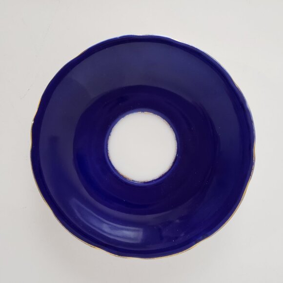 Vintage Aynsley English Bone China Cobalt Cup Saucer Woodland Scene Rare - Picture 9 of 10